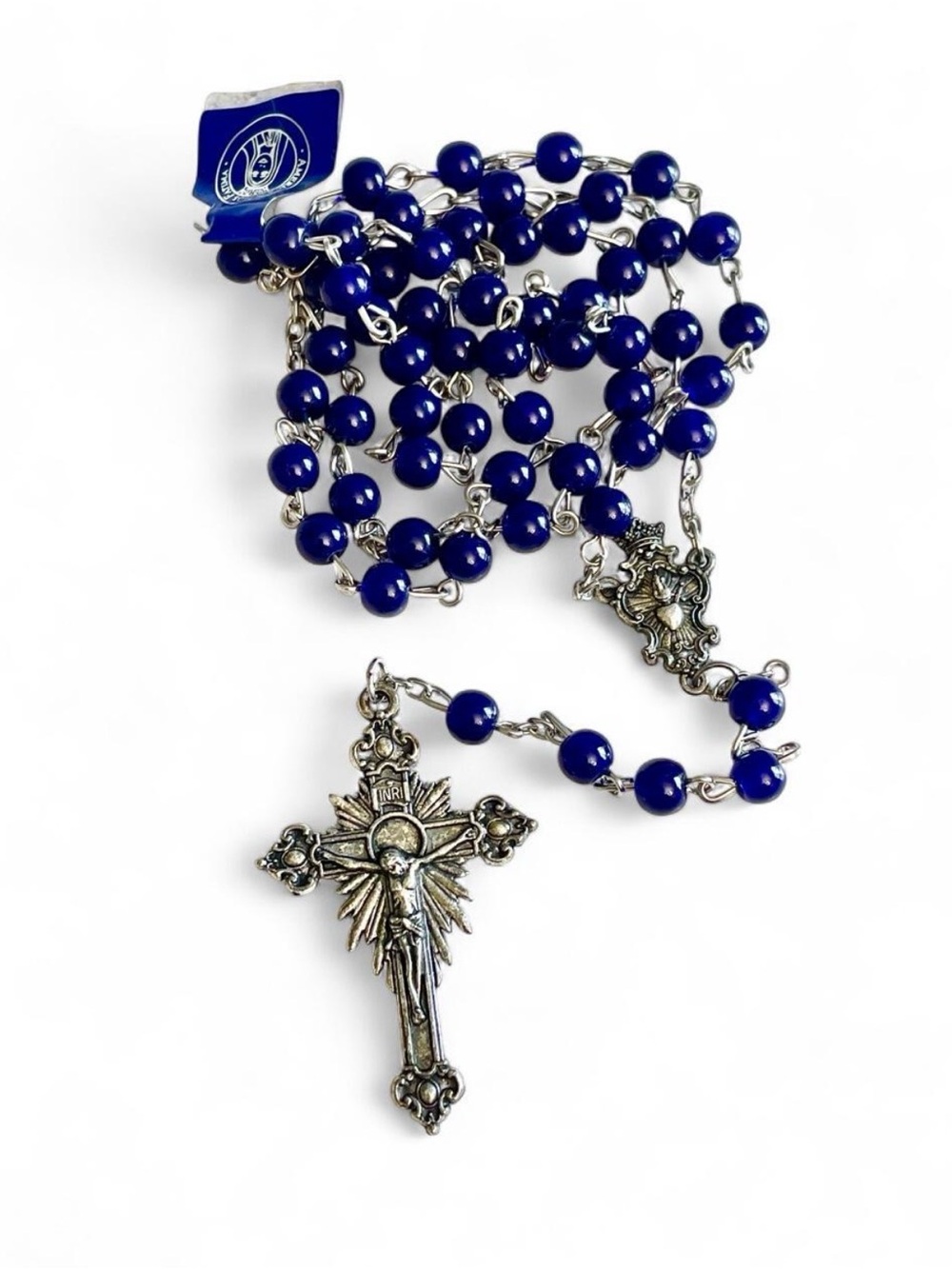 America Needs Fatima 2017 Centennial Blue Beaded Catholic Rosary Crucifix NWT